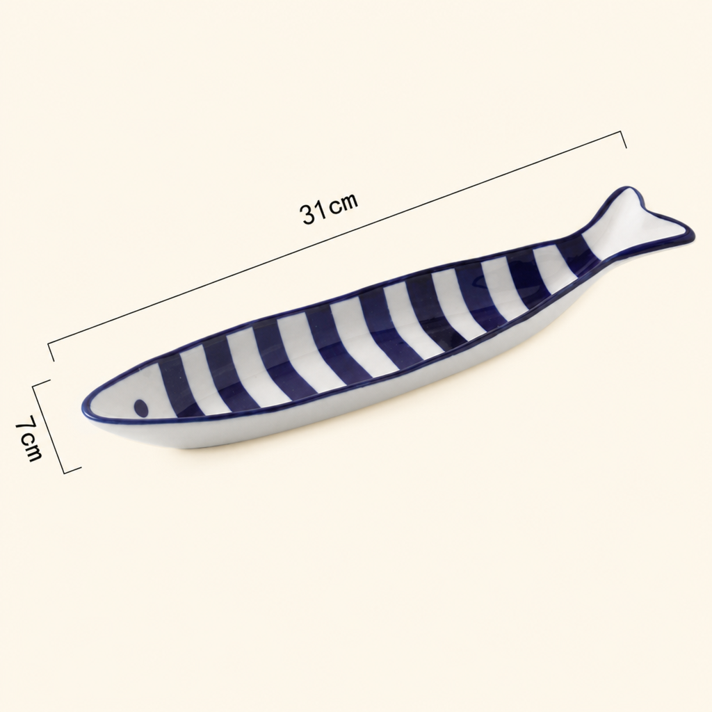 Hand-Painted Fish-Shaped Ceramic Plate Underglaze Color Cute Fish Dish