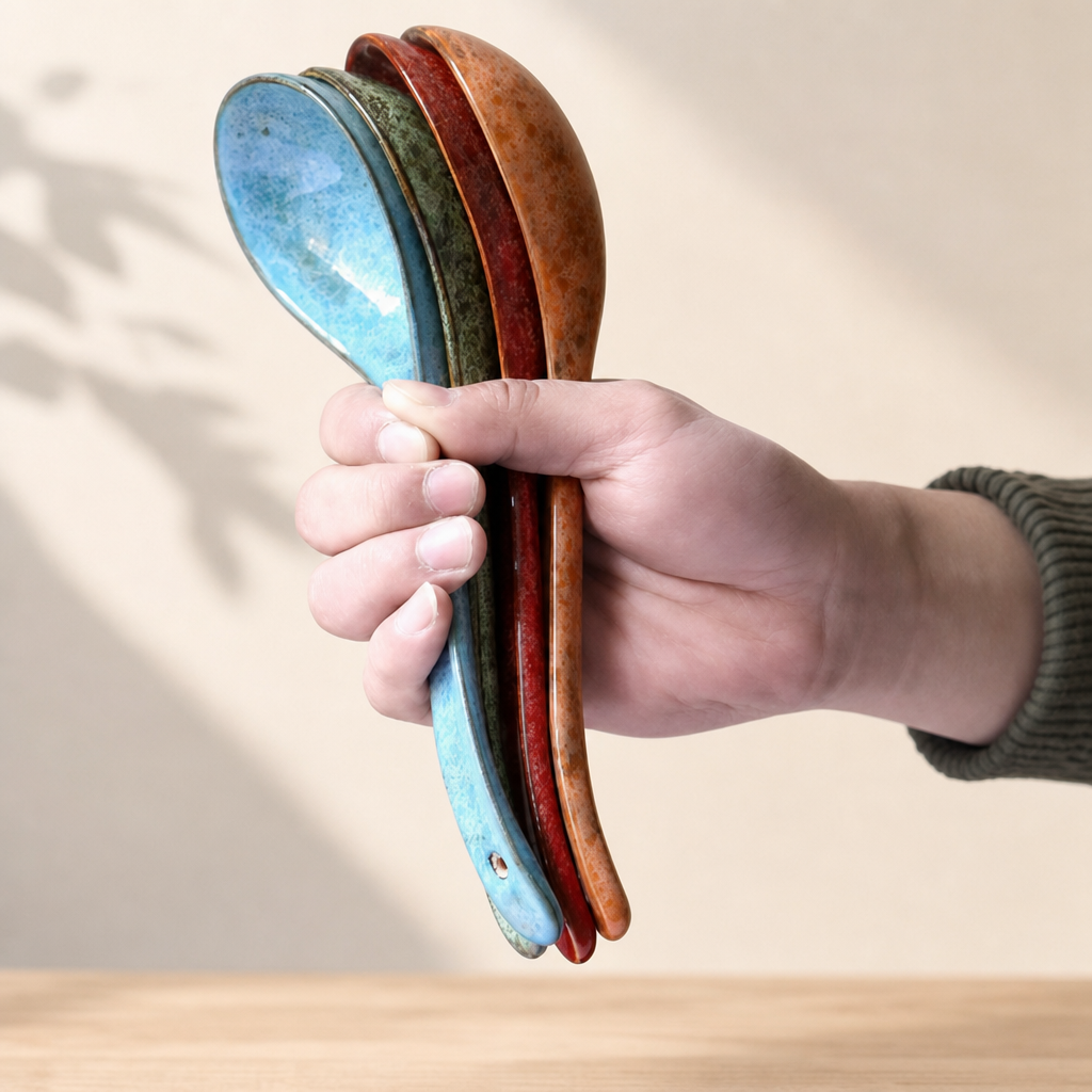 Creative Ceramic Soup Spoon Long Handle Serving Spoon