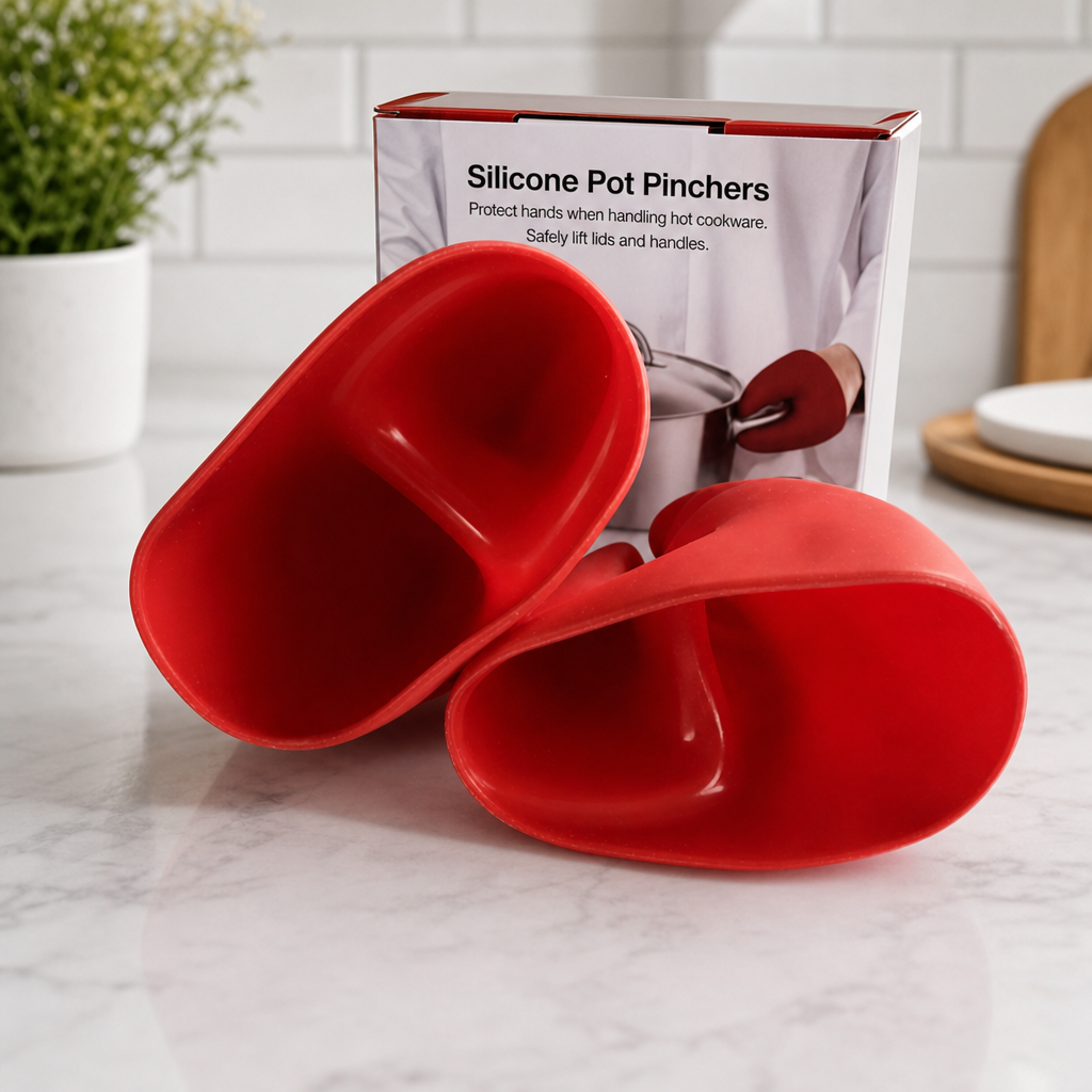 Red Lobster Claw Kitchen Heat Resistant Silicone Tongs Oven Mitts 1 Pair