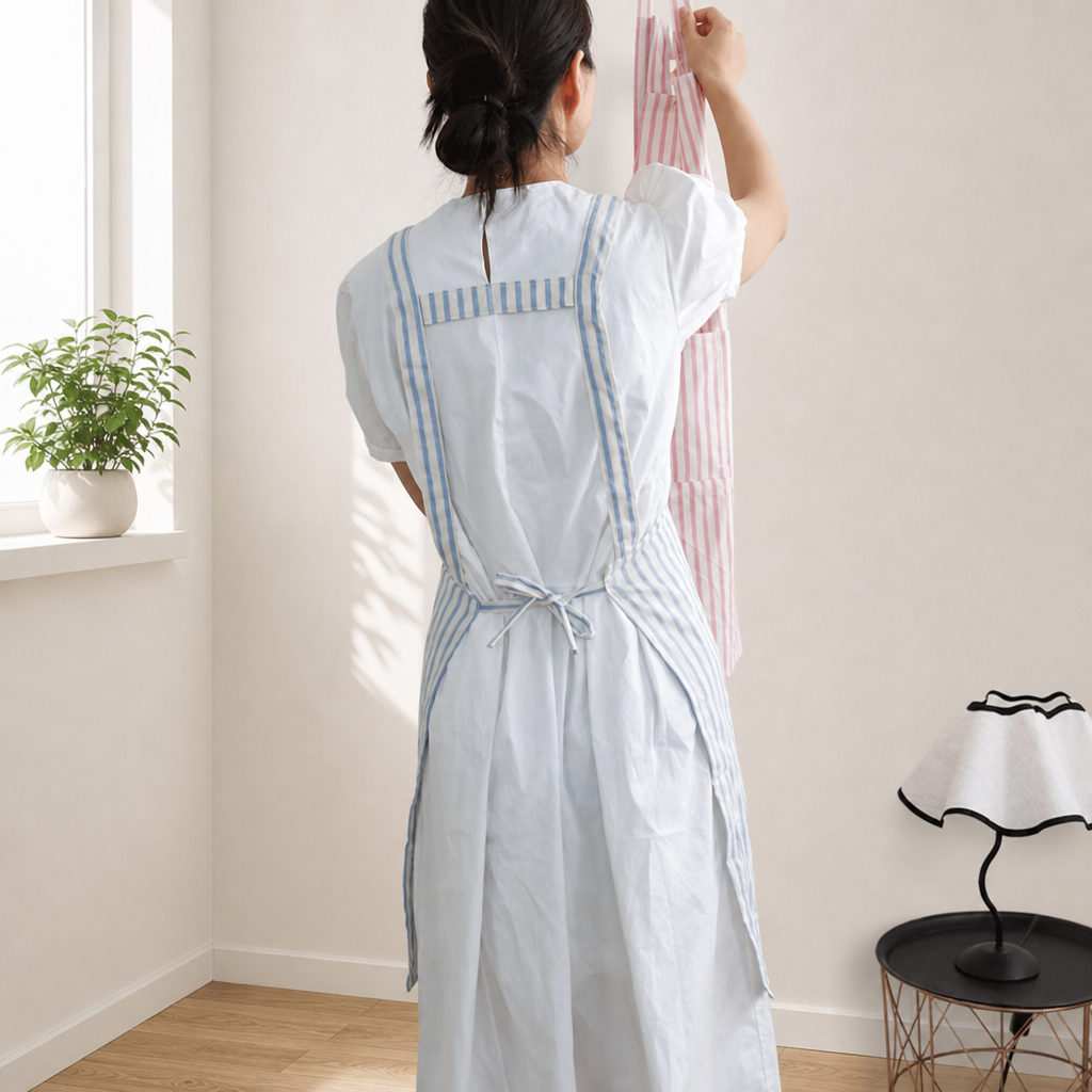Striped Pure Cotton Apron Kitchen Household Cleaning Apron