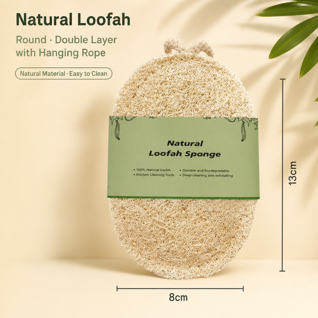 Natural Loofah Sponge Dish Scrubber Kitchen Cleaning Brush
