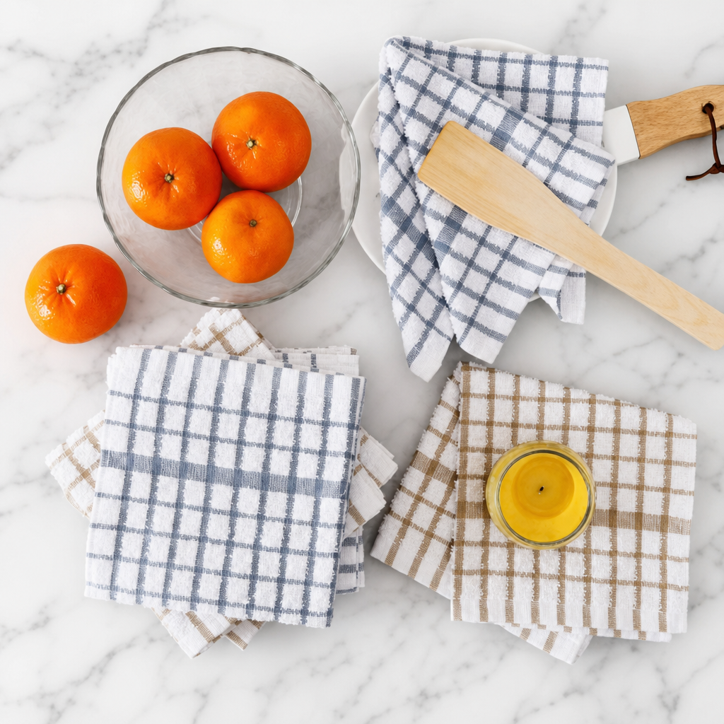Waffle Weave Pure Cotton Thick Dishcloth Kitchen Cleaning Towel