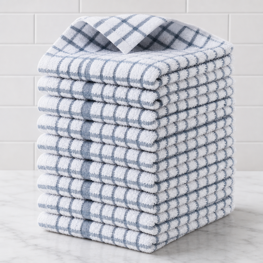 Waffle Weave Pure Cotton Thick Dishcloth Kitchen Cleaning Towel