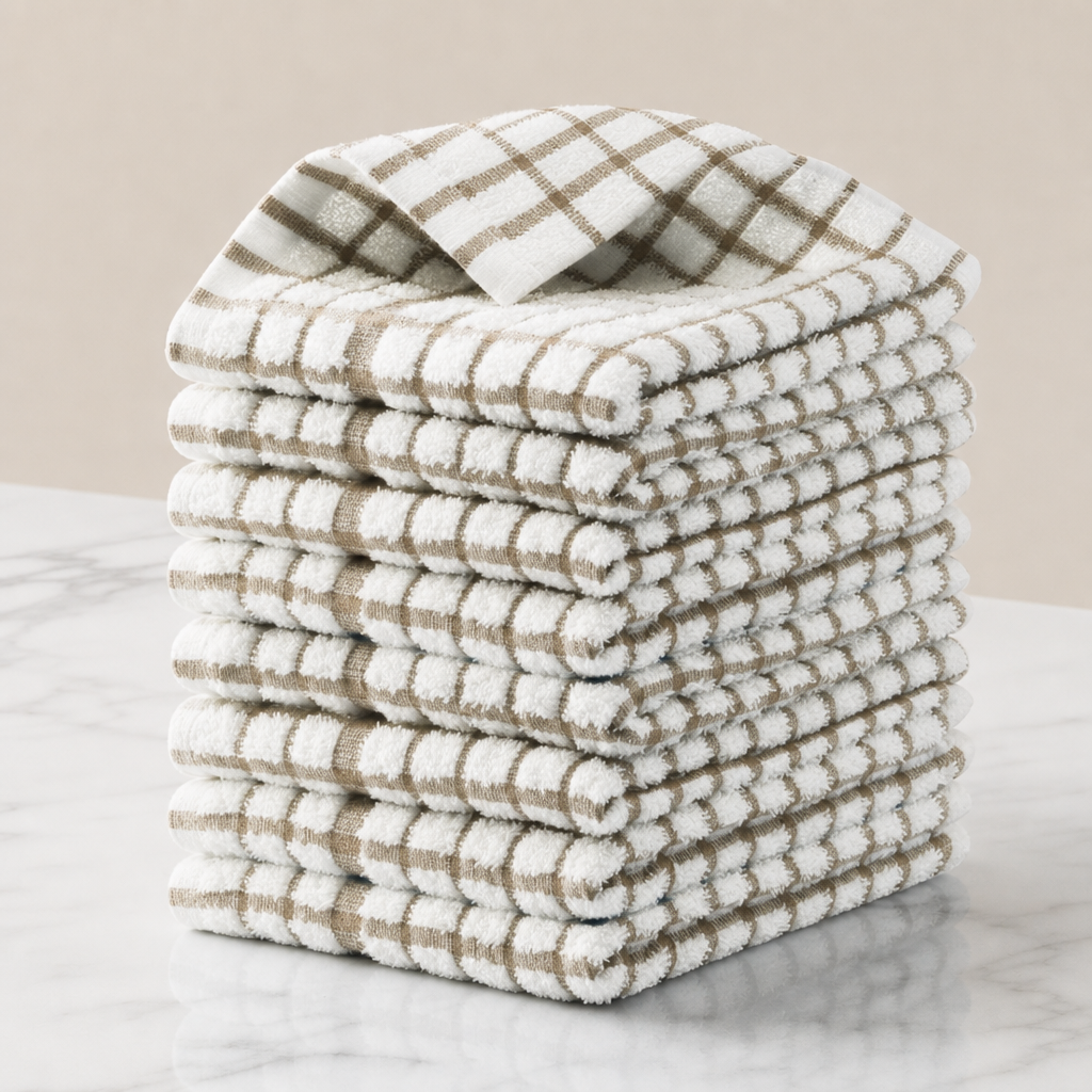 Waffle Weave Pure Cotton Thick Dishcloth Kitchen Cleaning Towel