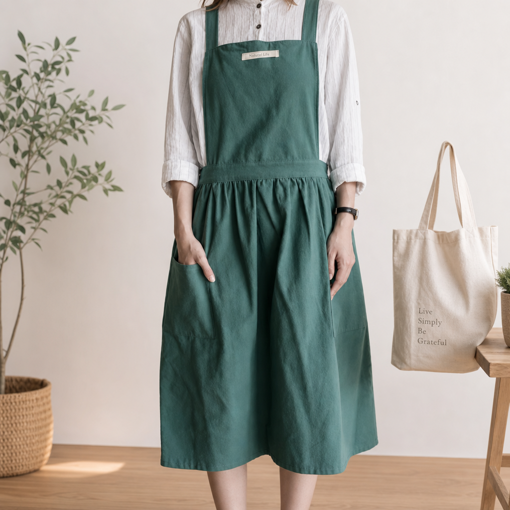 Linen Cotton Cross Back Apron Kitchen Cooking Household Work Apron