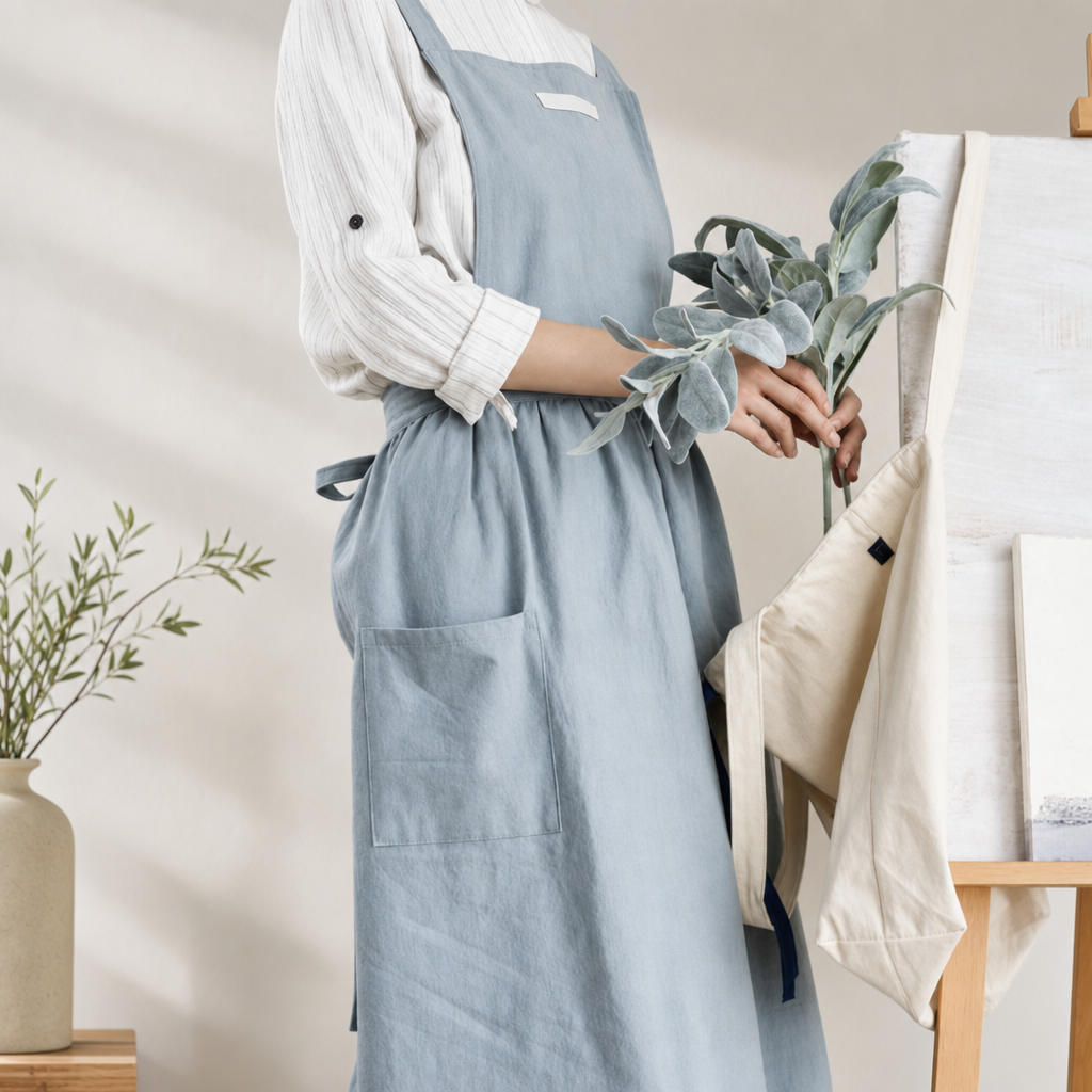 Linen Cotton Cross Back Apron Kitchen Cooking Household Work Apron