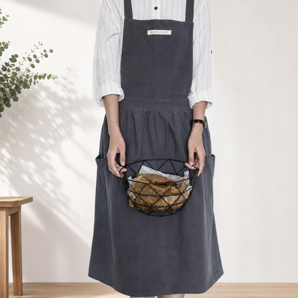 Linen Cotton Cross Back Apron Kitchen Cooking Household Work Apron