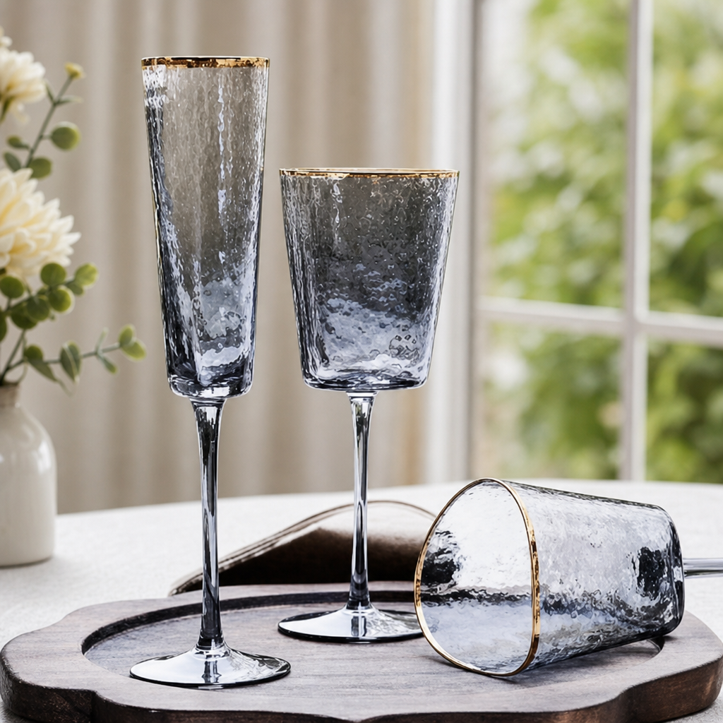 Crystal Glass Champagne Flute Elegant Wine Glass Transparent Stemmed Cup