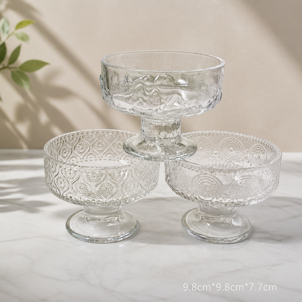 Elegant Glass Dessert Bowl Footed Dessert Cup Clear Glass Serving Bowl