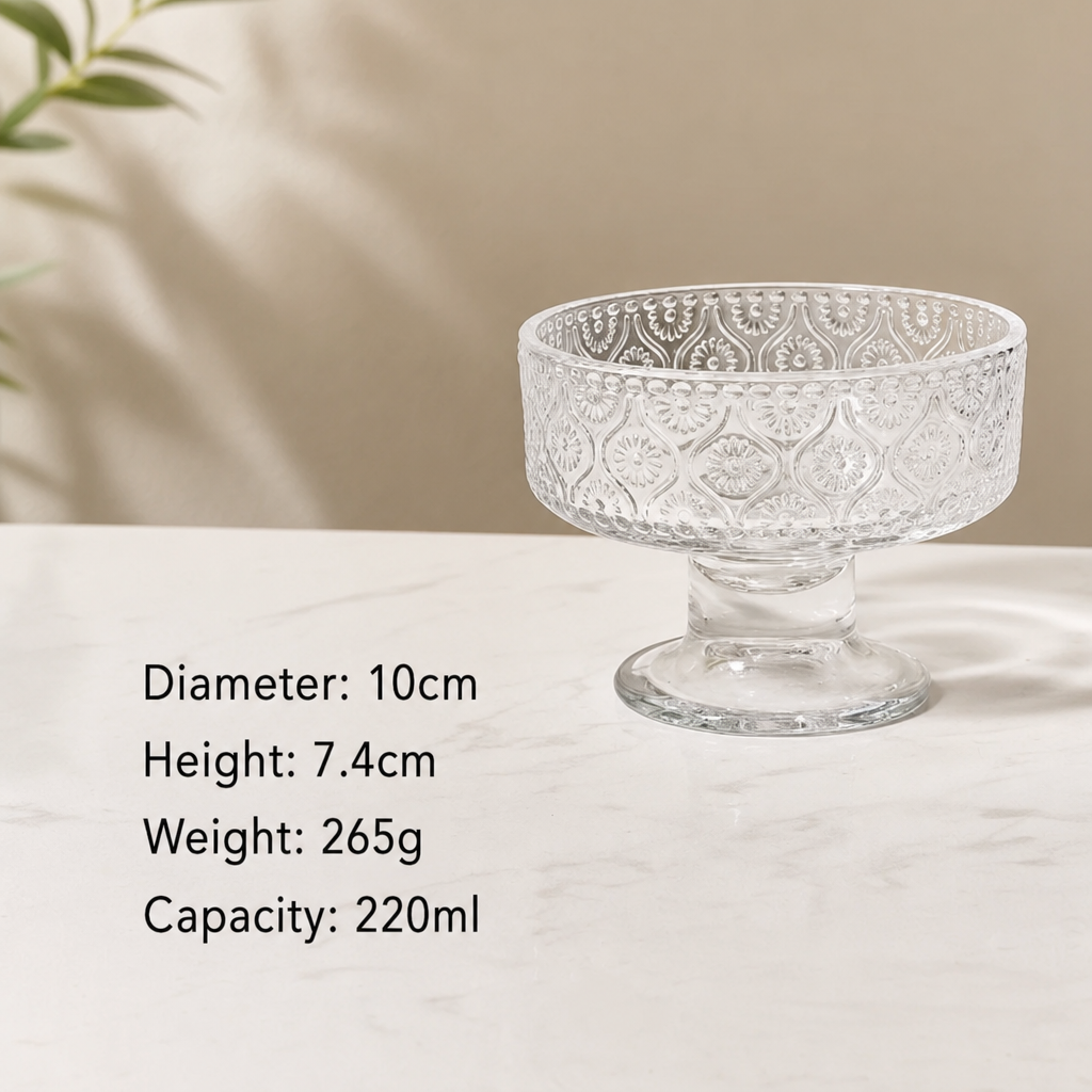 Elegant Glass Dessert Bowl Footed Dessert Cup Clear Glass Serving Bowl
