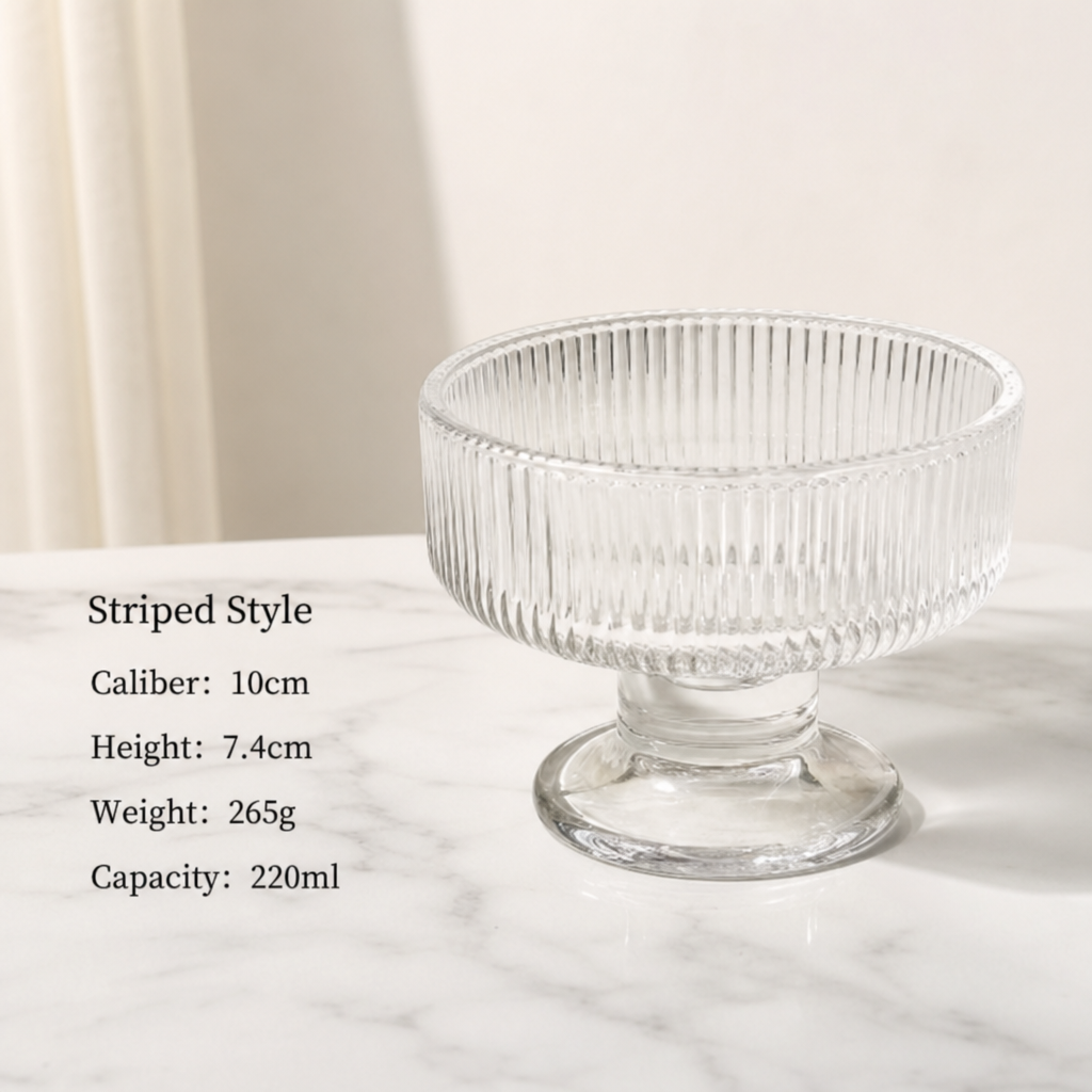 Elegant Glass Dessert Bowl Footed Dessert Cup Clear Glass Serving Bowl