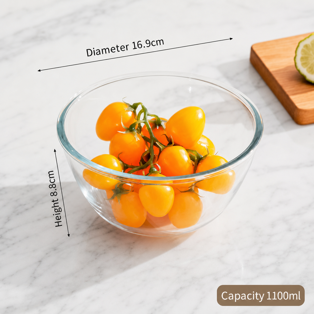 Thick Heat Resistant Glass Bowl Durable Clear Serving Bowl