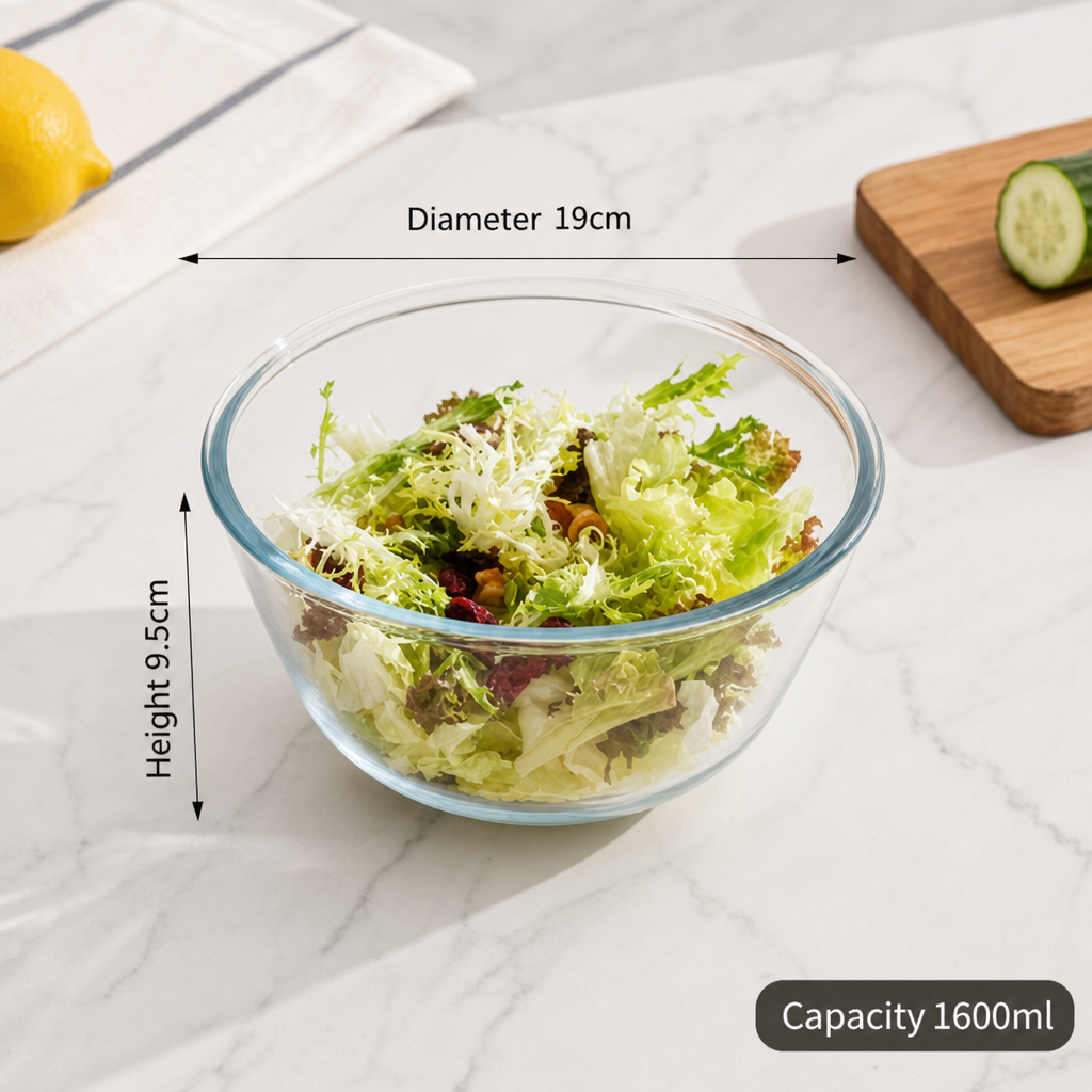 Thick Heat Resistant Glass Bowl Durable Clear Serving Bowl