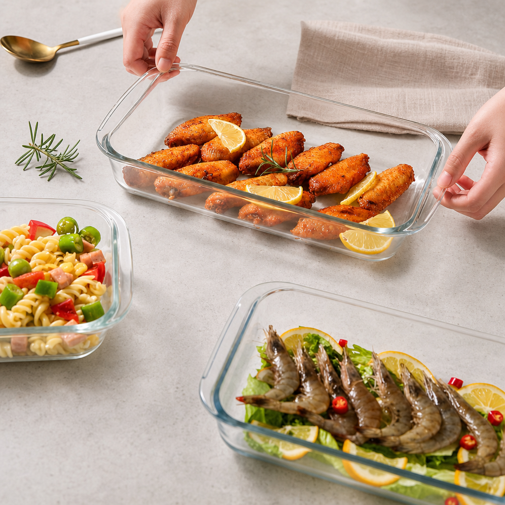 Rectangular Glass Baking Dish Heat Resistant Oven Safe Baking Tray
