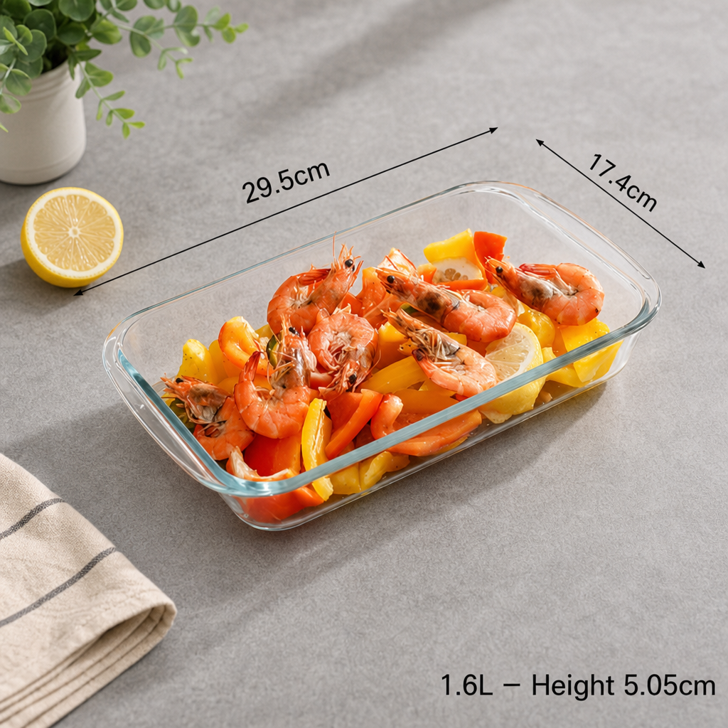 Rectangular Glass Baking Dish Heat Resistant Oven Safe Baking Tray