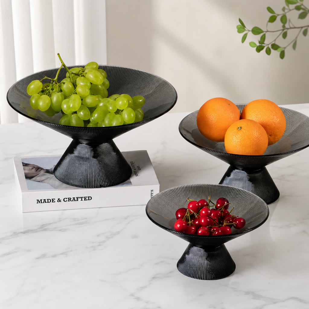 Minimalist Glass Fruit Bowl Decorative Serving Bowl