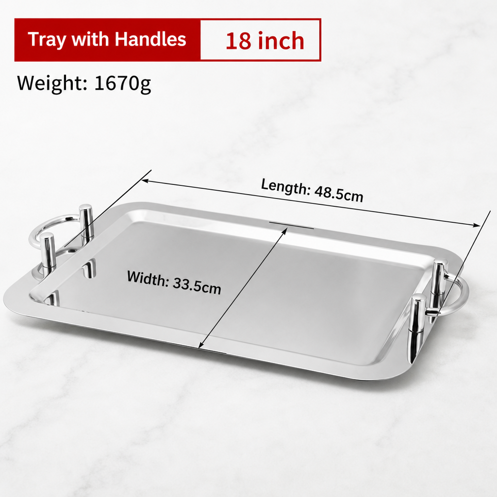 Stainless Steel Mirror Finish Rectangular Serving Tray
