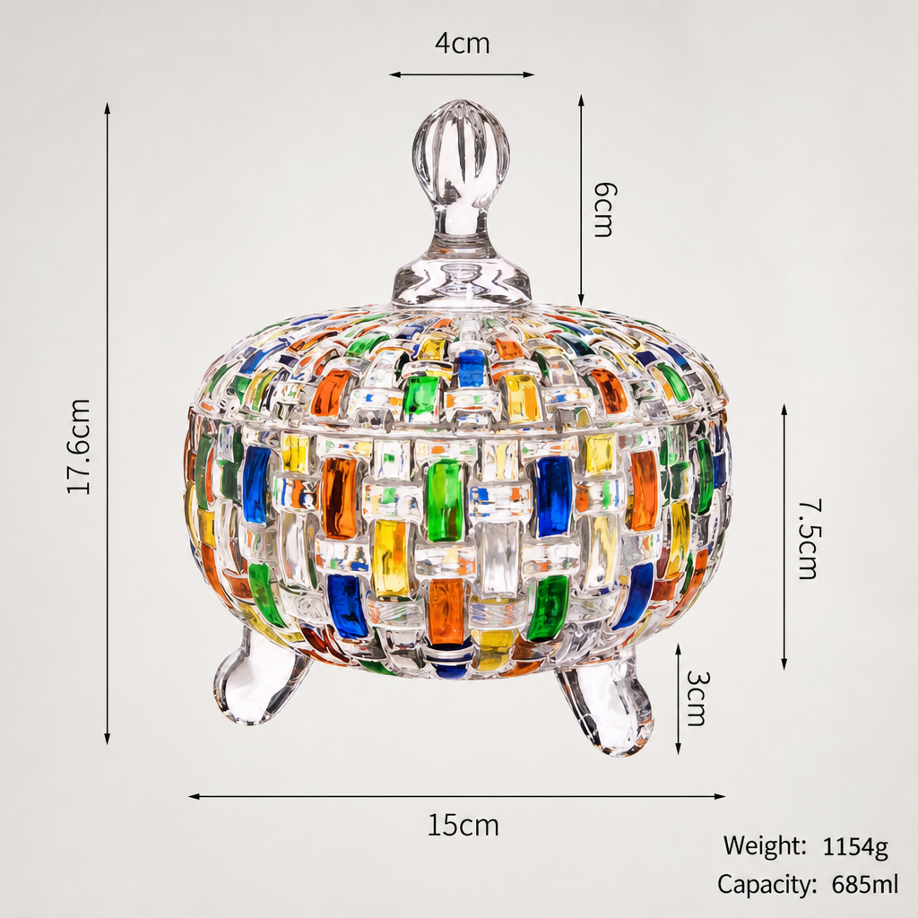 European Glass Candy Jar with Lid Decorative Storage Jar
