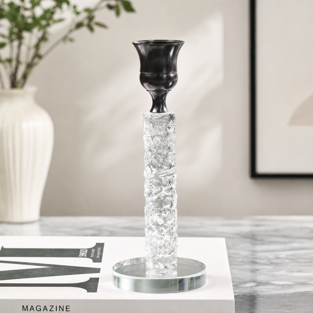 Black Crystal Decorative Candle Holder