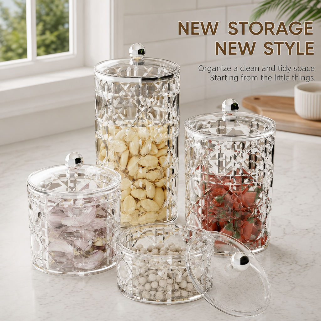 Transparent Grain Storage Jar Airtight Food Storage Container with Lid