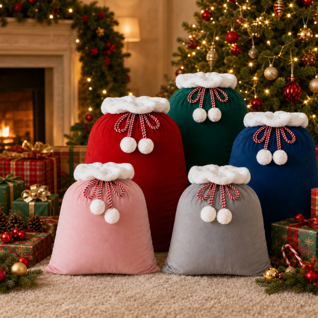 Christmas Gift Bag Velvet Drawstring Candy Bag Holiday Gift Sack