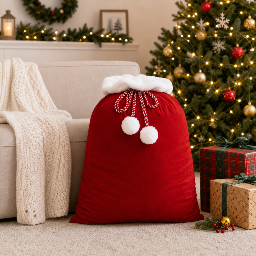 Christmas Gift Bag Velvet Drawstring Candy Bag Holiday Gift Sack