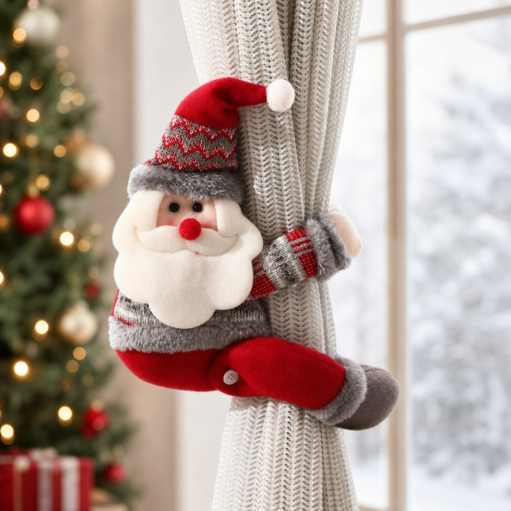 Santa Claus Curtain Tieback Christmas Window Decoration