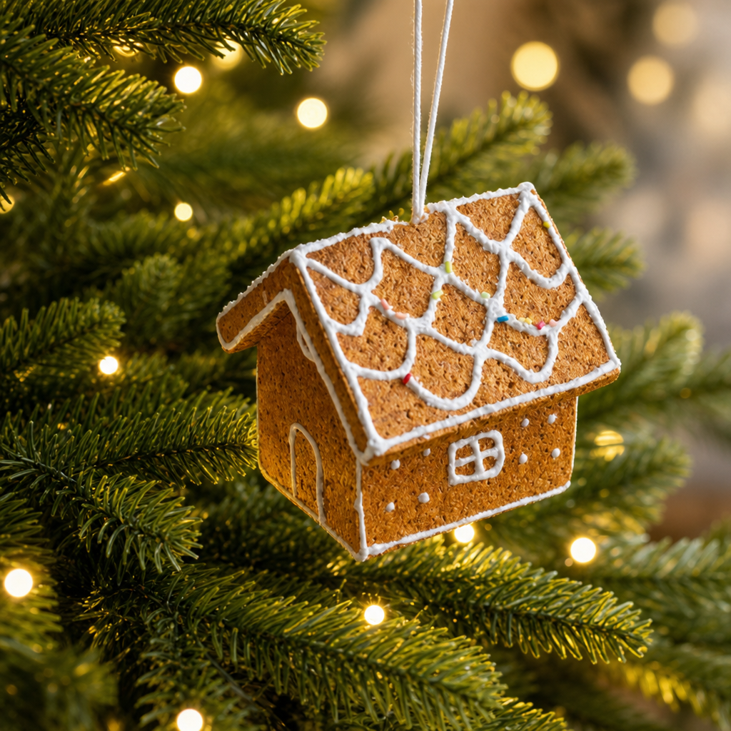 Christmas Tree Gingerbread House Ornament