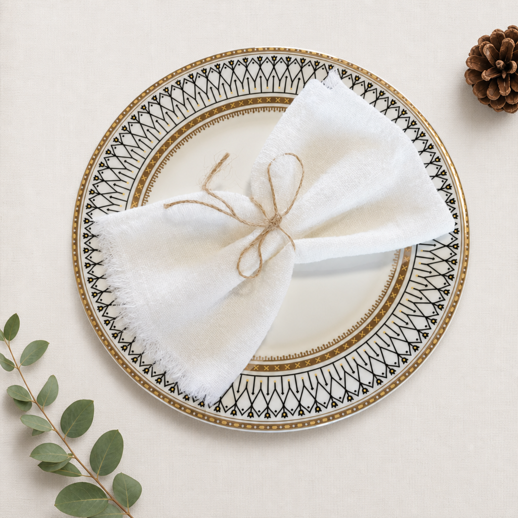 Cotton Fringe Napkin with Raw Edge