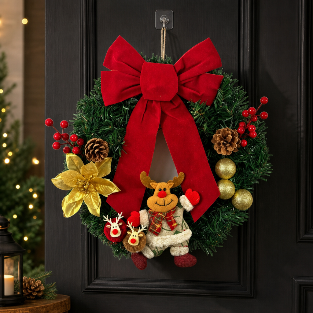 Santa Claus Reindeer Pinecone Christmas Decoration
