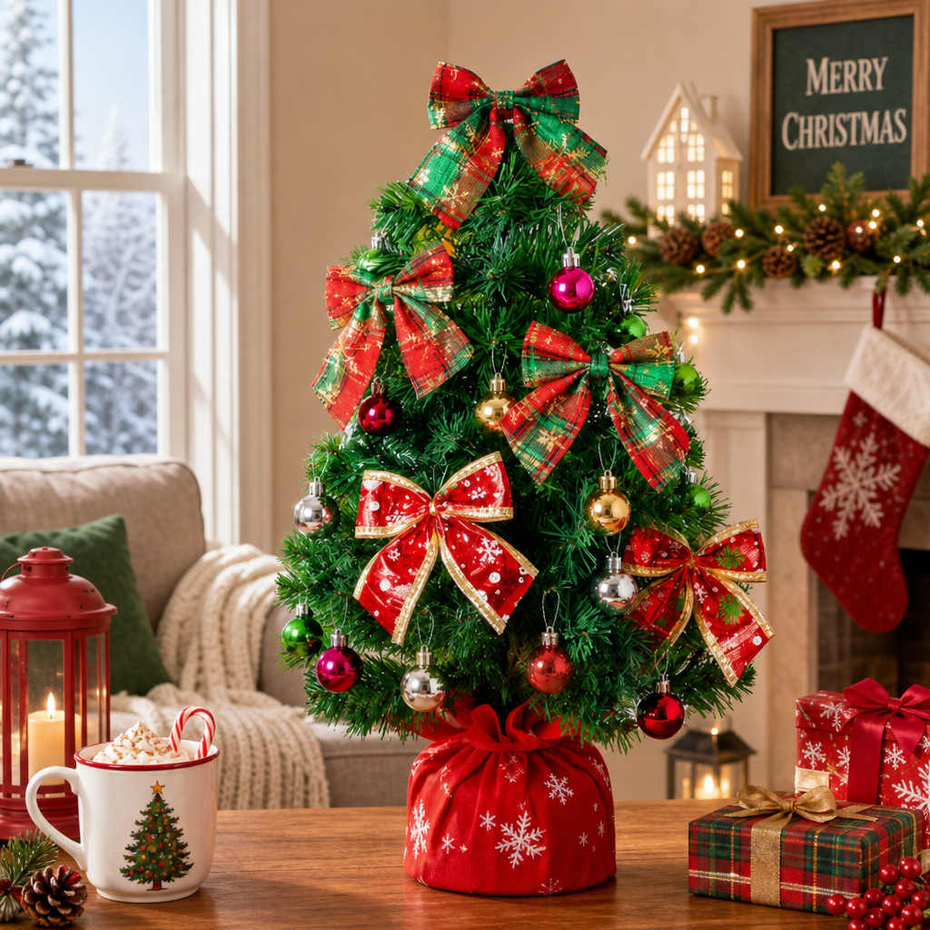 Christmas Glitter Bow Ornaments 3 Pieces