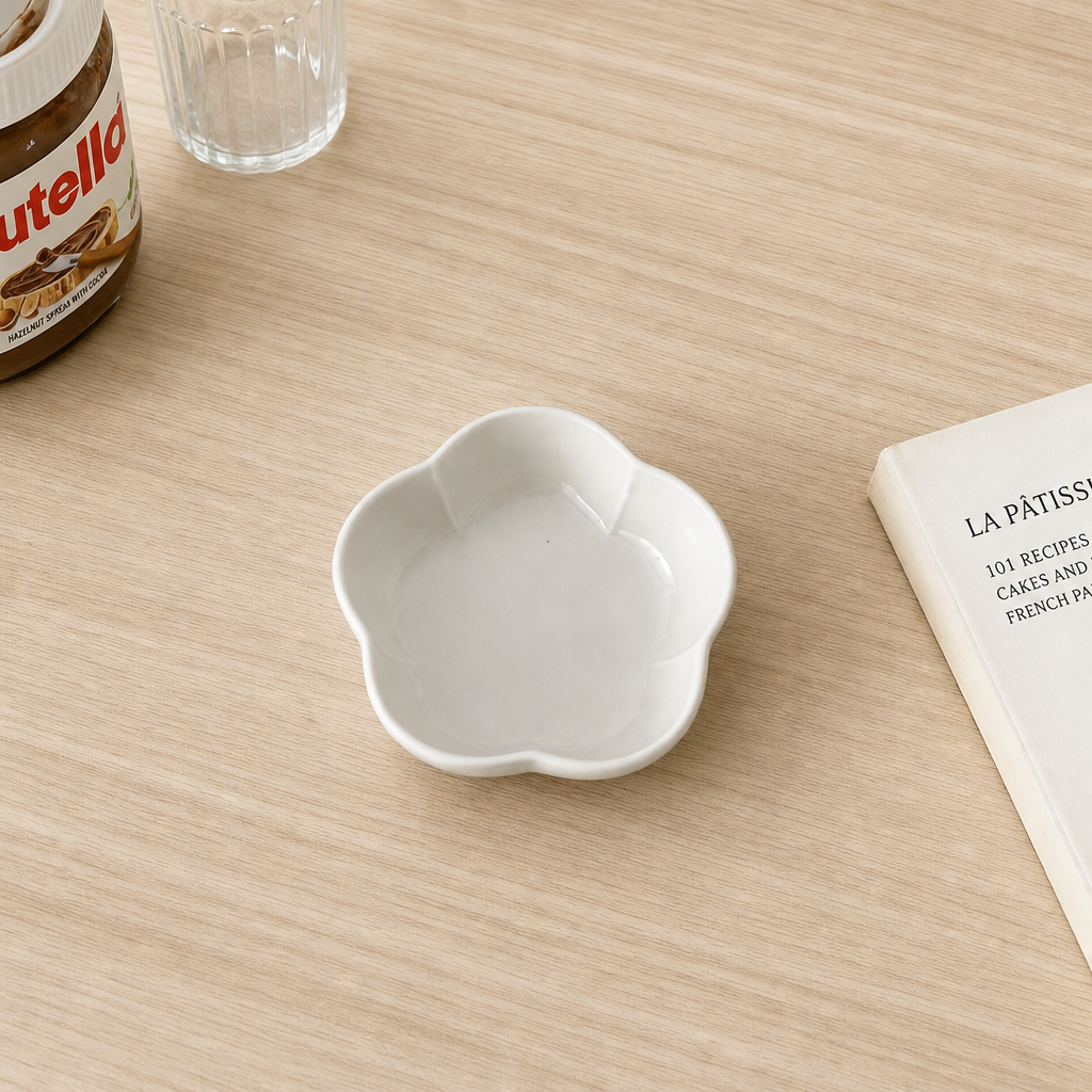 Ceramic Sauce Dish with Lace Edge