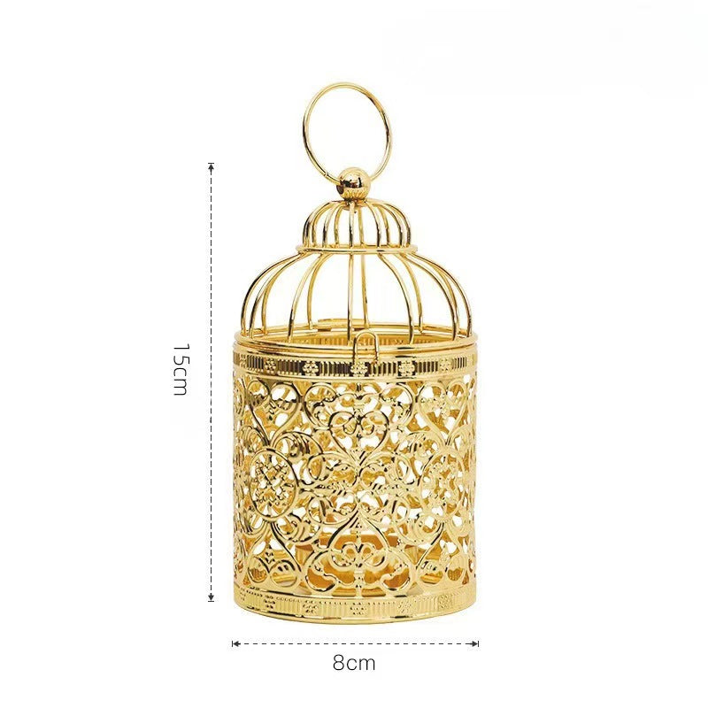 Electroplated Metal Birdcage Candleholder Creative Decor