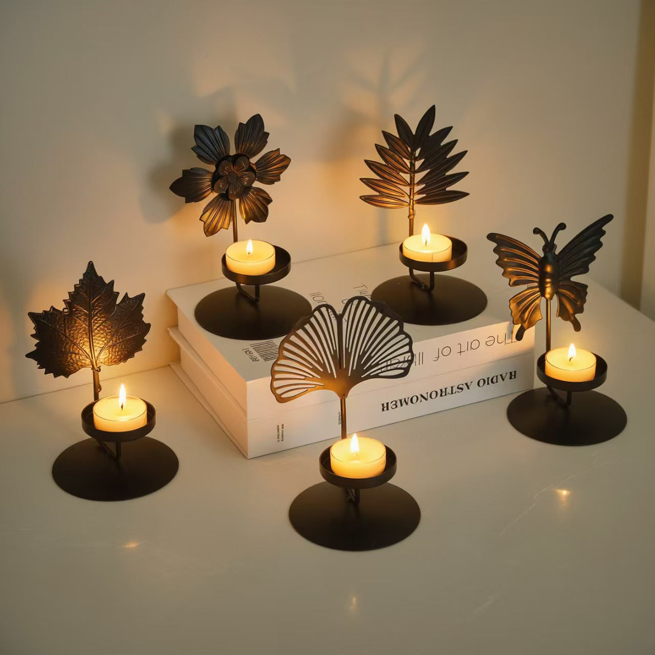 Creative Aromatherapy Candleholder, Maple Leaf Butterfly Multi Shape Iron Decor