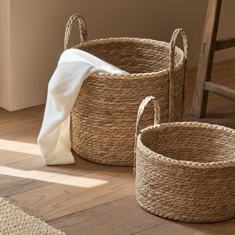 Handwoven Straw Storage Basket – Natural Grass Organizer Basket for Home Decor & Storage