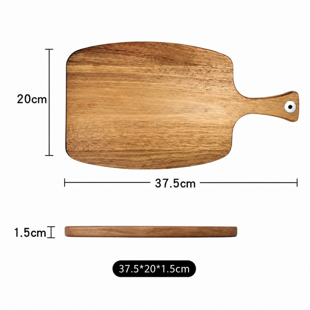 Acacia Wood Paddle Cutting Board, Wooden Serving Tray with Handle