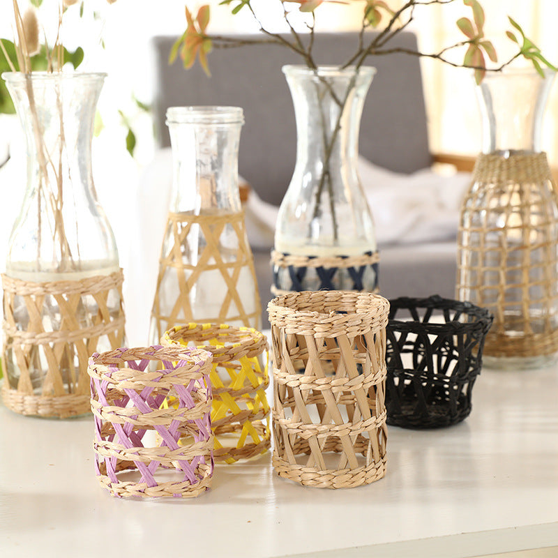 Handwoven Vase Cover – Natural Wicker Decorative Vase Sleeve