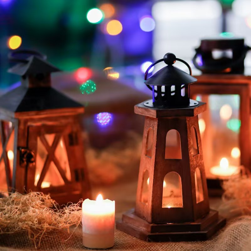 Vintage American Iron and Wood Candle Holder