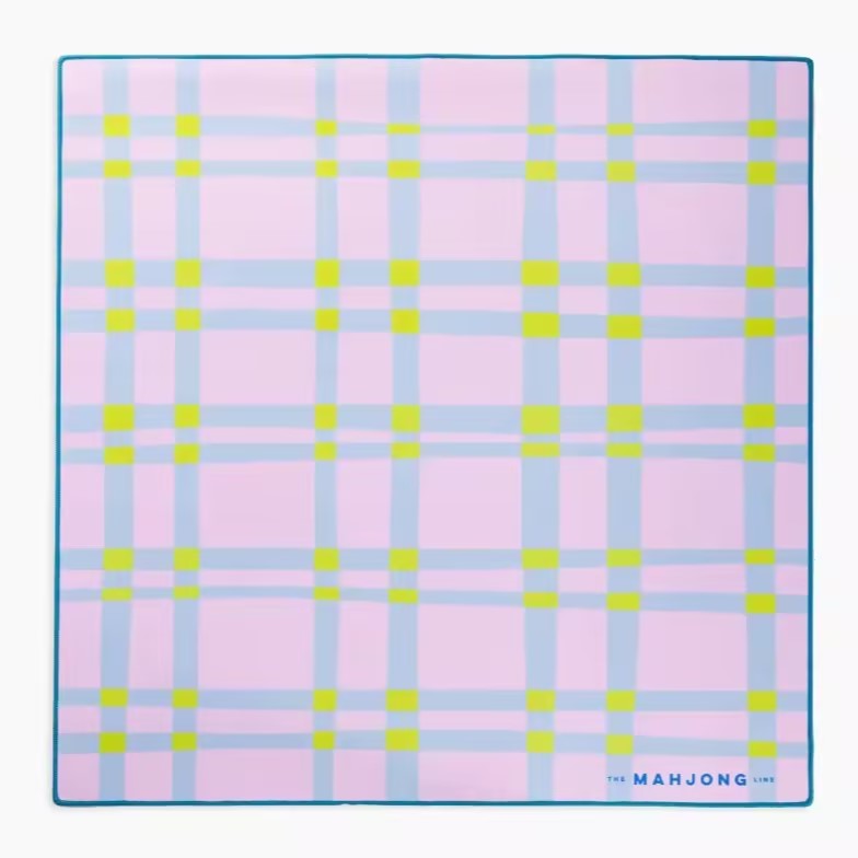 Plaid Mahjong Table Mat – Soft Square Game Mat for Mahjong Table Setup, Home Entertainment & Family Gatherings