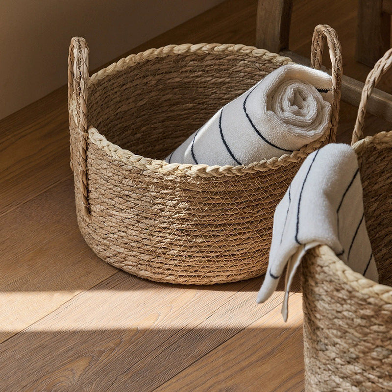 Handwoven Straw Storage Basket – Natural Grass Organizer Basket for Home Decor & Storage