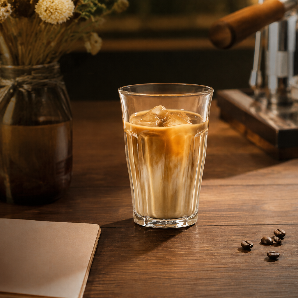 Ribbed Clear Glass Cups – Elegant Drinking Glassware for Coffee, Tea, Cocktails