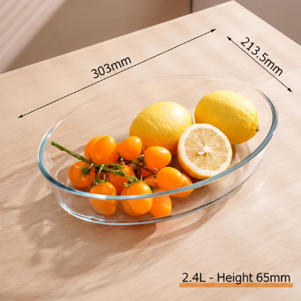 Oval High Borosilicate Glass Baking Dish, Clear Glass Oven Safe Serving Bowl