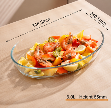 Oval High Borosilicate Glass Baking Dish, Clear Glass Oven Safe Serving Bowl