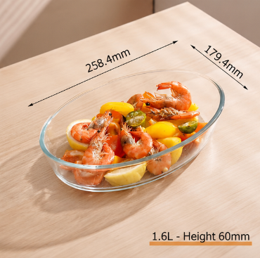 Oval High Borosilicate Glass Baking Dish, Clear Glass Oven Safe Serving Bowl