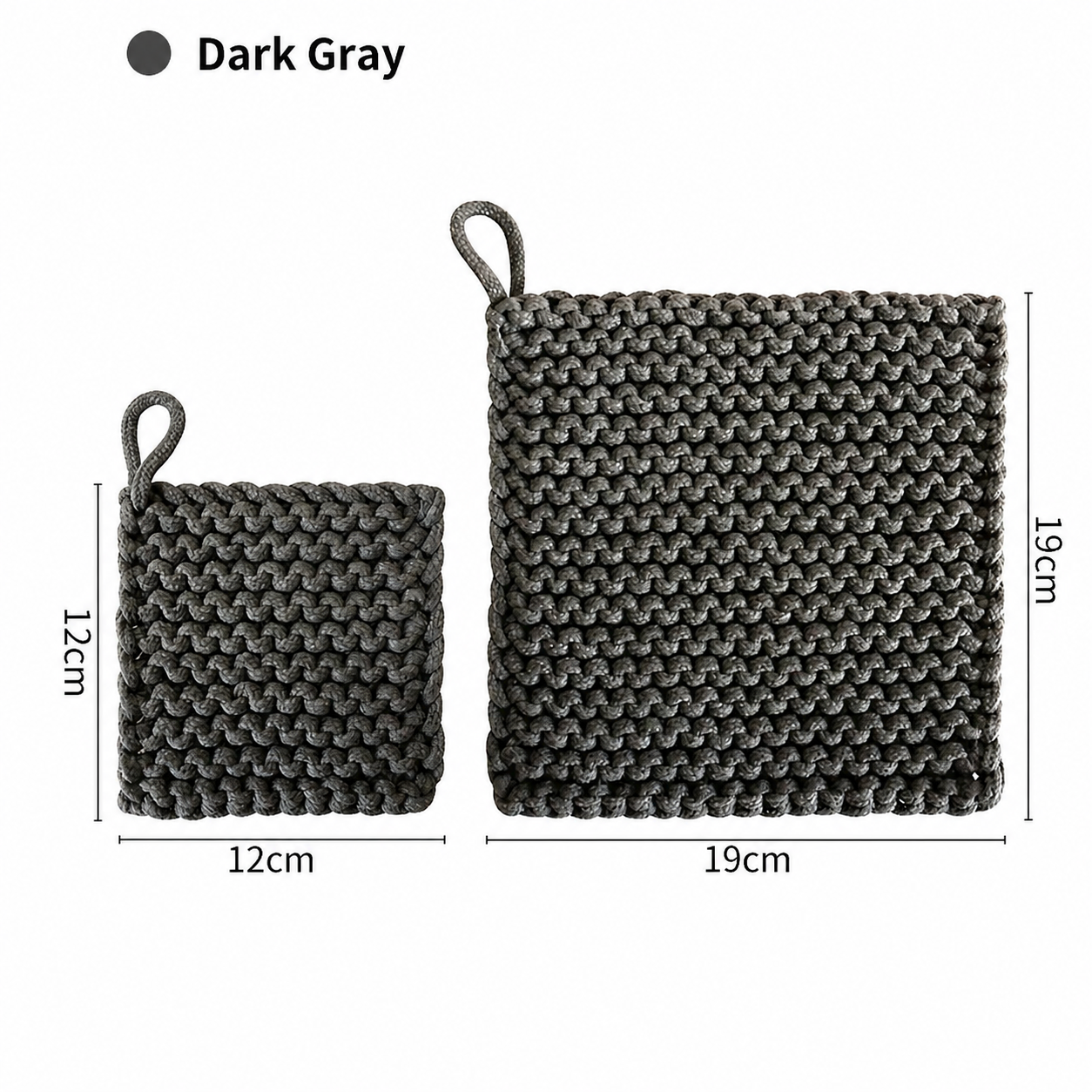 Square Handwoven Coaster – Solid Color Cotton Rope Square Heat Insulation Mat for Cups, Tea Cups, Simple Plate Mat
