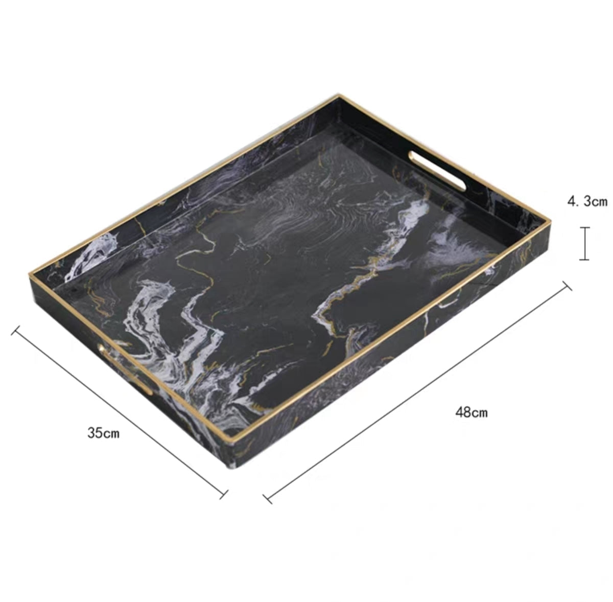 Marble Pattern Rectangular Storage Tray Modern Decorative Organizer Serving Tray Home Countertop Accent Tray