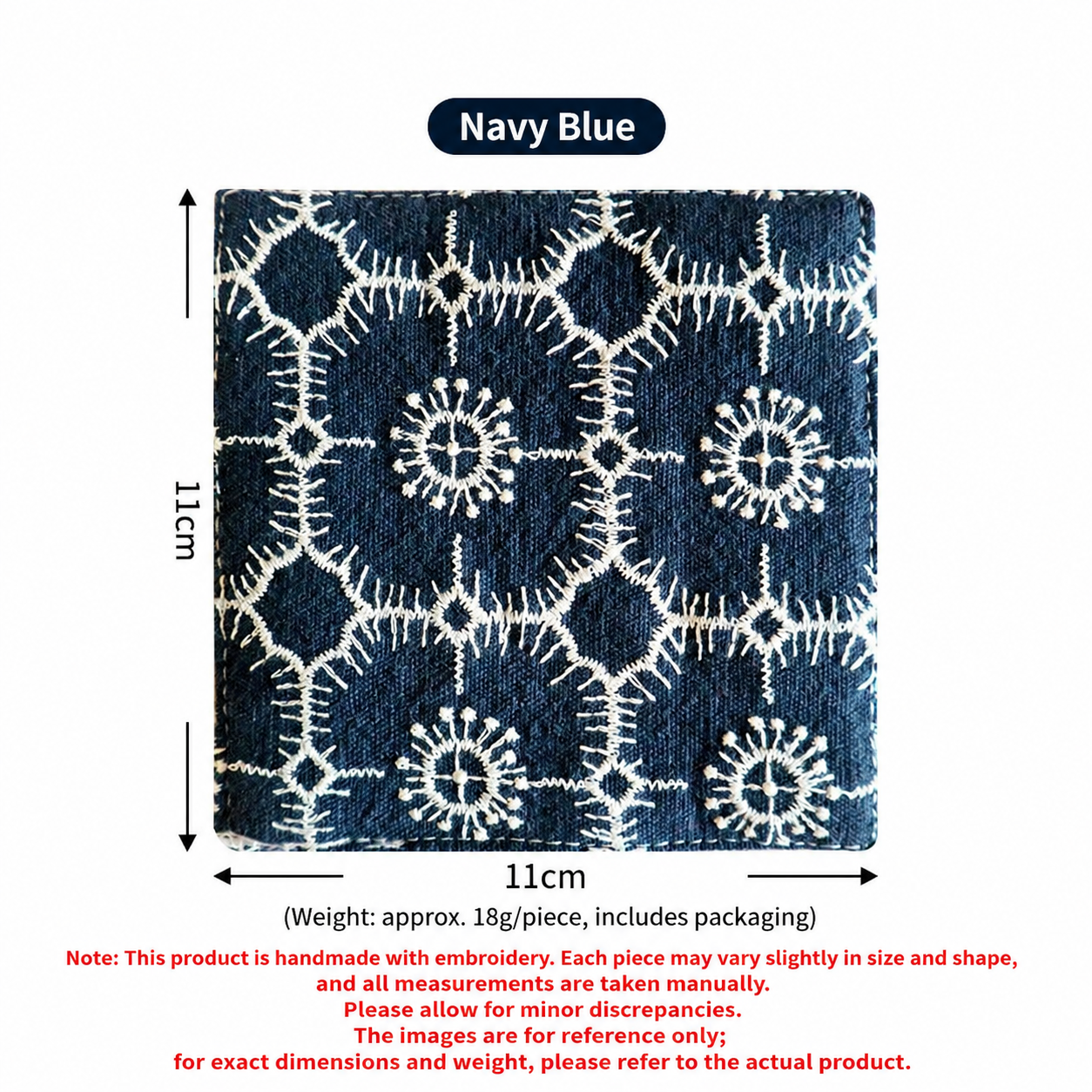 Embroidered Cotton Linen Coaster, Double-Layer Tea Cup Mat