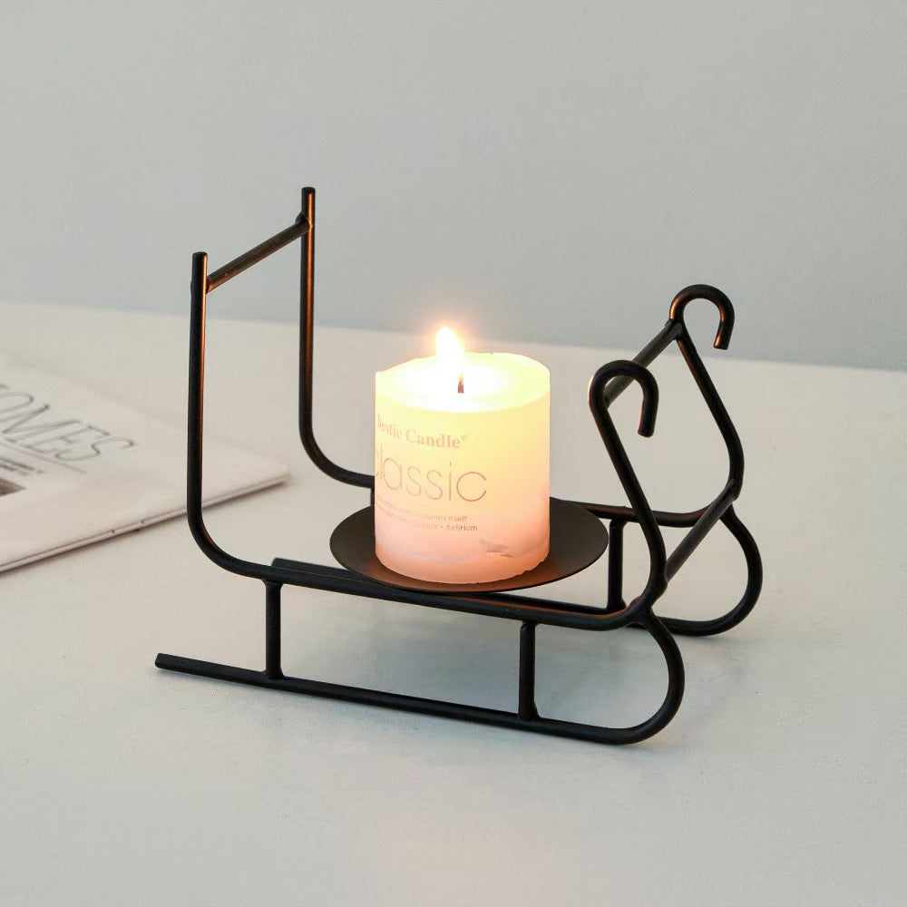 Sleigh Candleholder Creative Iron Decor Piece