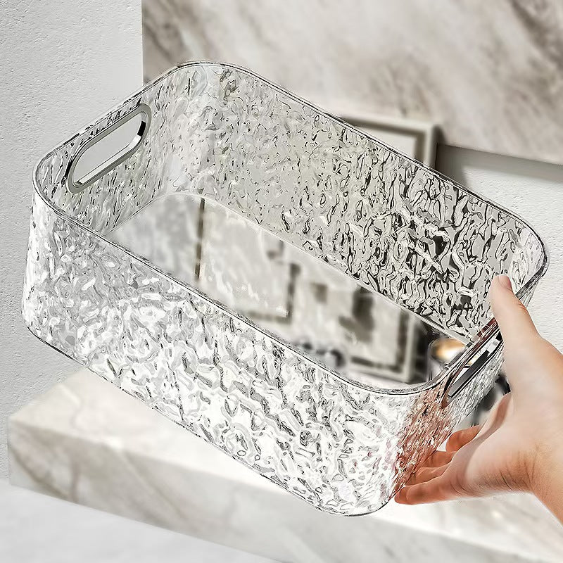Wave Texture Vanity Organizer Box, Large Capacity Desktop Makeup Storage Case for Cosmetics & Skincare