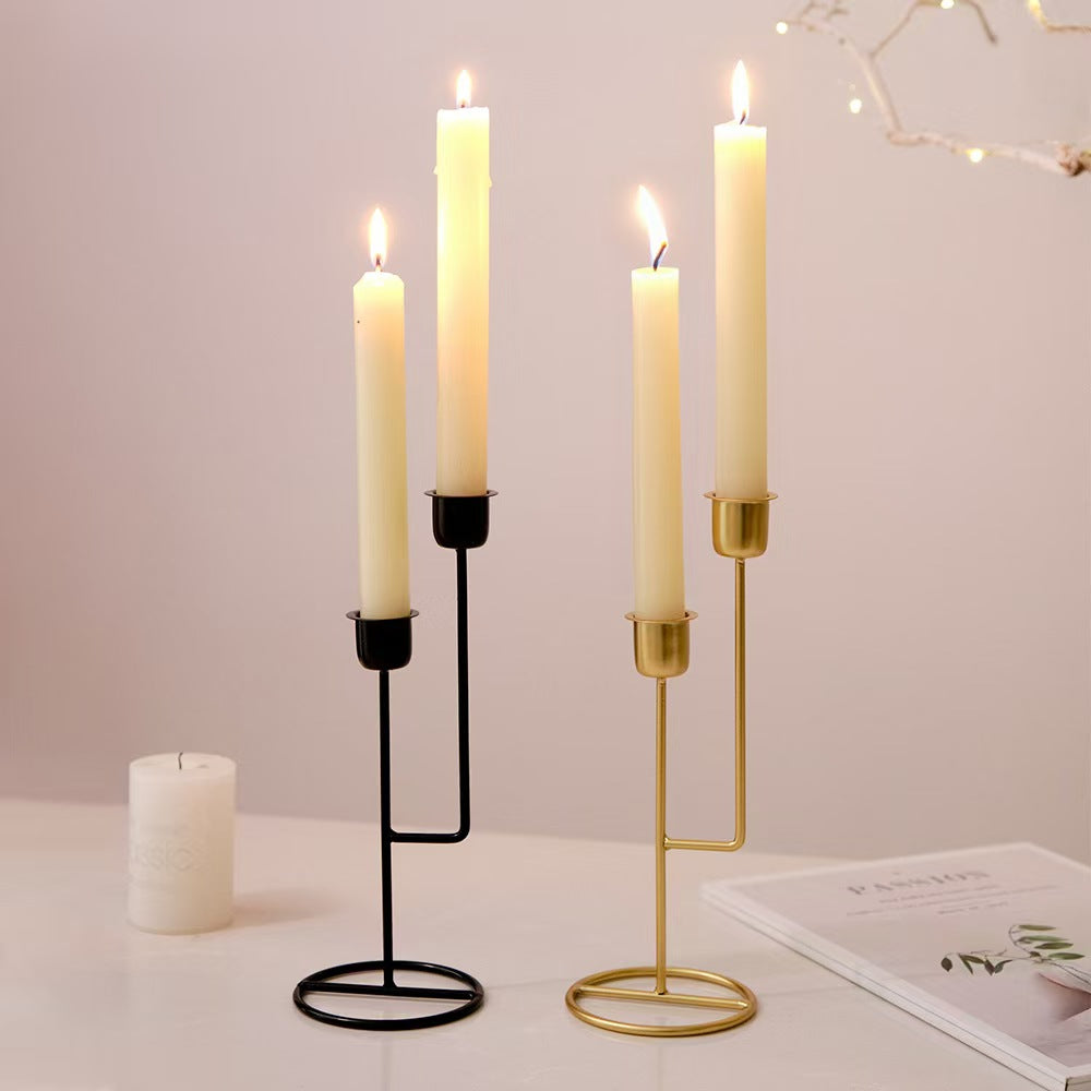Double-Headed Candleholder with Hollow Base, Vintage Iron Craft